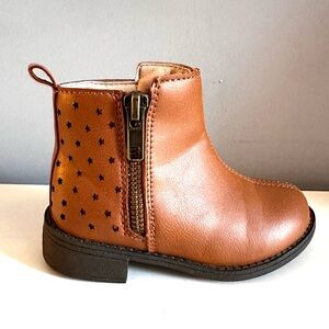 JOE FRESH Toddler Girls’ Star Brown Short Booties Size 6 side zipper like new
